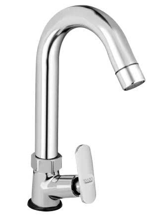 Spazio SS Mirage Collection Swan Neck Play with 360 Degree Rotating Spout for Kitchen Sink, Wash Basin Chrome Finish Pillar Cock, Pack of 1 Pillar Tap Faucet (Deck Mount Installation Type)