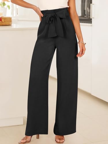 Stylish Wide Leg Palazzo Pants with Belted High Waist - Image 2