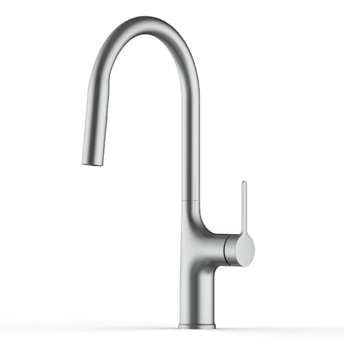 Robinet de cuisine laiton mitigeur eau chaude froide douchette extractible chrome noir V72