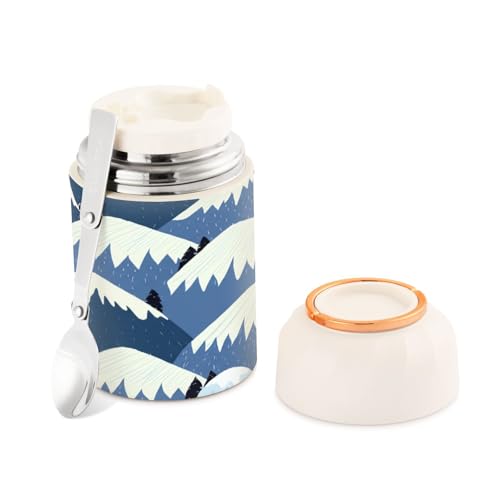 Tarro de comida aislado al vacío Mountain Landscape de 500 ml en acero inoxidable con cuchara 2