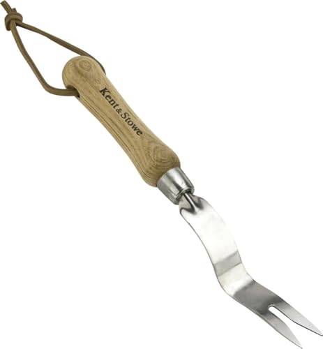 Kent & Stowe Hand Wurzelstecher – Unkrautstecher aus Edelstahl für Gras- und Erdflächen, Unkrautentferner mit Stiel aus Eschenholz, Länge: 30 cm