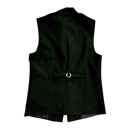Mens Herringbone Wool Vests Suit Business Tweed High Collar Slim Fit Waistcoats2