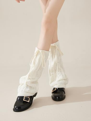 Image of YELAIVP Women's Leg Warmers Knit Kawaii Y2K Harajuku Leg Warmers with Adjustable String for Women Lolita Accessories