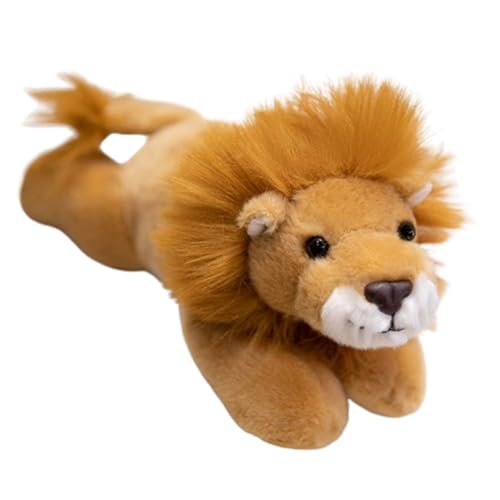 champracer Peluche de león de 25 cm, tigre realista, leopardo, juguete de peluche para niños y bebés, juguete esponjoso regalo para niños (22 cm, león)