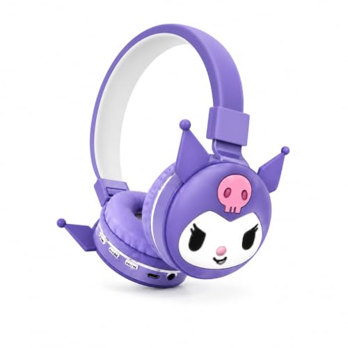 Image of ADC Enterprises Cute Devil Cartoon Wireless Bluetooth Headphones for Kids & Girls | Foldable Stereo Over-Ear Headset with Soft Cushions, Adjustable Headband & Rechargeable Battery (Purple)