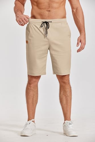 Image of COOFANDY Mens Casual Shorts Cotton Elastic Waist Drawstring Shorts Lightweight Summer Beach Shorts