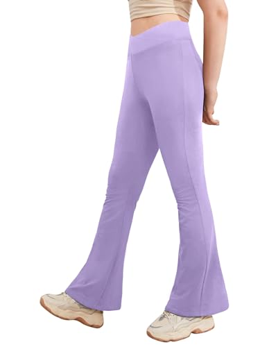 Girl's Leggings Cross High Waisted Flare Pants Yoga Bootcut Pants Solid Color Full Length Bell Bottoms2