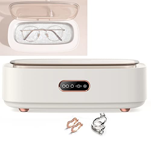 Machine De Nettoyage à Ultrasons Home Small Mini Portable, Nettoyage Complet à 360 °, Quatre Modes De Nettoyage, Convient Pour Les Lunettes, Les Bretelles, Les Bijoux,White Cover