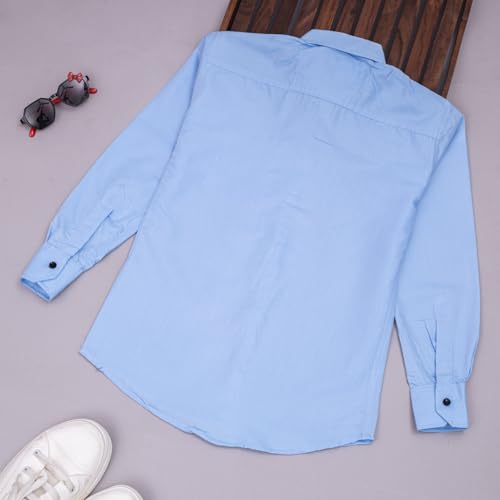 Image of Vikita Enterprise Kid Boy's Cotton Solid Shirt with Spread Collar Neck Full Sleeves Button Closure Curved Length and One Pocket | Shirt For Kids Boys