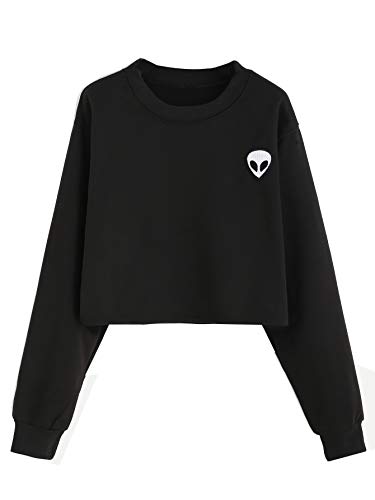 Schwarz - größe m - Sweatshirt - Pullover - Print - Alien - Frau - mädchen - Geschenkidee Cover