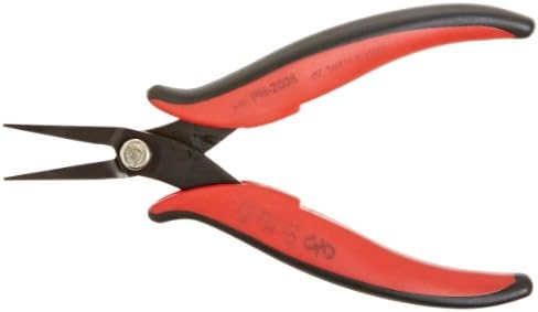 Hakko CHP PN-2008 Long-Nose Pliers, Flat Nose, Flat Outside Edge, Smooth Jaws, 32mm Jaw Length, 3mm Nose Width, 3mm Thick Steel