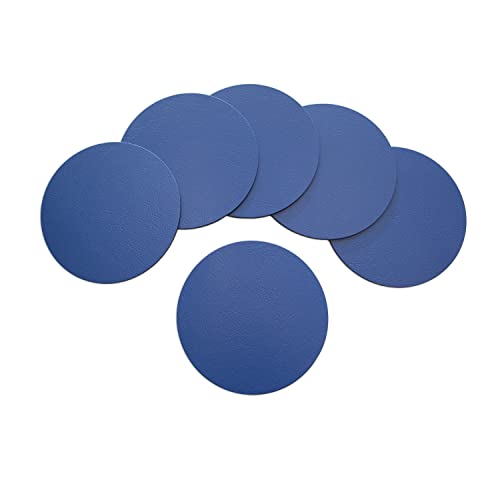 Lederfabrik Garnier Lot de 6 dessous de verre en cuir rebondi - Couleur : bleu - Rond 9,5 cm - Lavable - Fabriqué en Allemagne (bleu) Cover