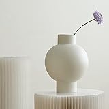 Classic Lantern Flower Vase, Round Spherical Large Capacity, 9' × 7' (Matte Crème)