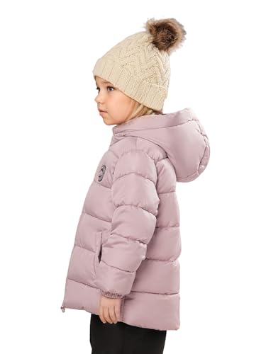 SOLOCOTE Toddler Girls Winter Coat Water Resistant Faux Down Filling Hooded Fleece Lined Little Kids Puffy Jacket2