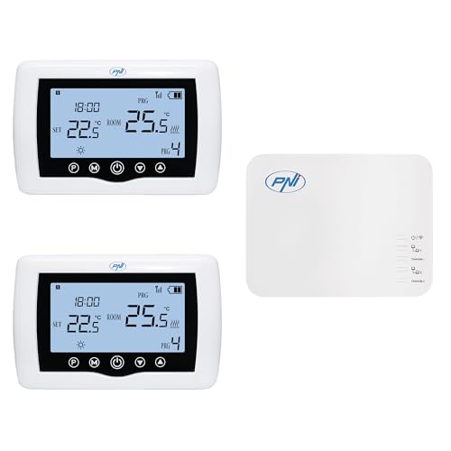 Smart-Thermostat PNI CT410 PRO kabellos, mit WLAN, Steuerung von 2 Zonen über das Internet, für Heizanlagen, Pumpen, Magnetventile, TuyaSmart APP, Hysterese 0,2 Grad C, White
