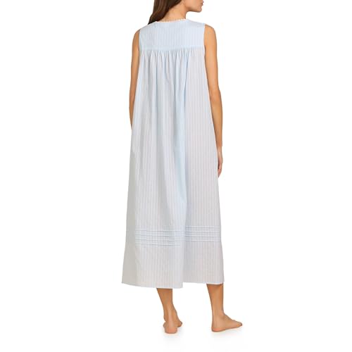 Image of Eileen West Sleepwear & Loungewear for Women - Dobby Stripe Collection - 100% Cotton Lightweight Breathable Long Nightgown