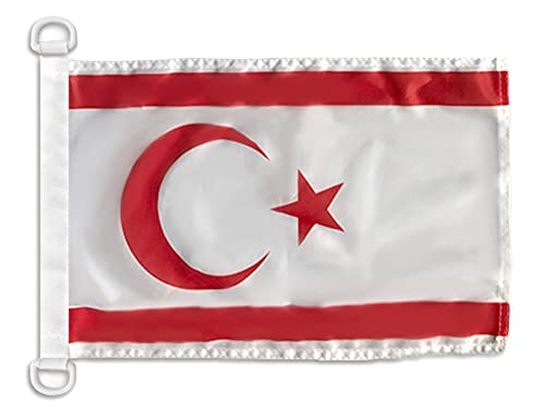 AZ FLAG - Northern Cyprus Nautical Flag - 18'' x 12'' - For Outdoor and Boat - Cypriot Banner Knitted Polyester with Two Plastic Rings - Vivid Colors - 12x18 in - 45x30 Cm — image 1