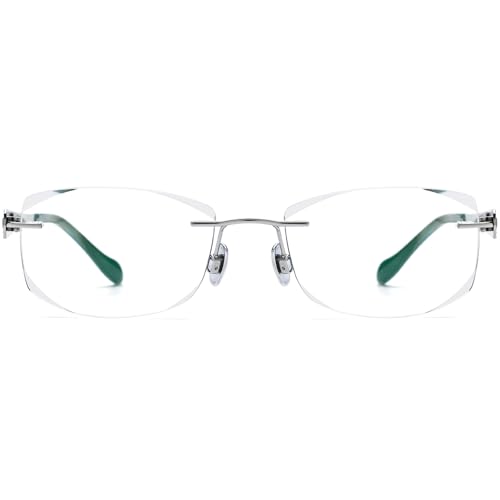 Image of FONEX Titanium Glasses Frame,Rimless Frameless Luxury Diamond Optical Eyeglasses for Women