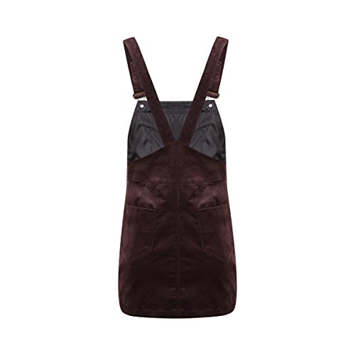 ASMAX Haoduoyi Womens A-line Corduroy Mini Overall Dress(XL,Brown)