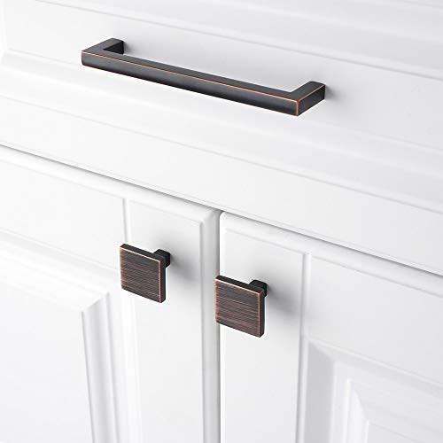 Koofizo Square Cabinet Knob - Oil Rubbed Bronze Pull Handle (31mm / 1.2 Inch), 10-Pack for Kitchen Cupboard Door, Bedroom Dresser Drawer, Bathroom Wardrobe Hardware - Thumbnail 5