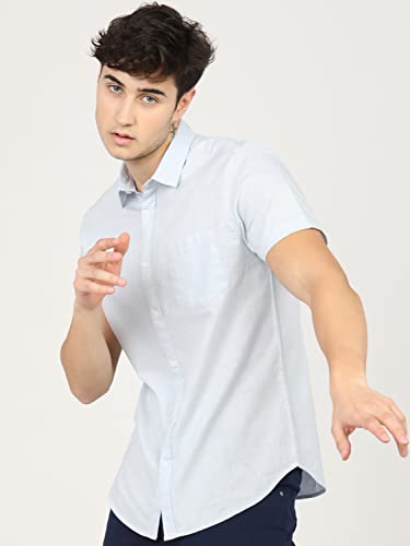Image of Ketch Men's Cotton Slim Fit Solid Half Sleeve Shirt