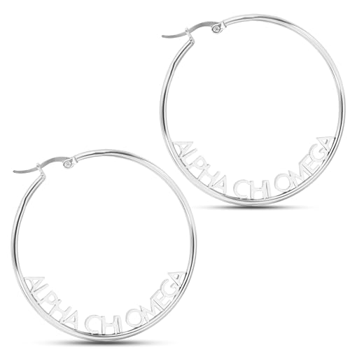 Sorority Shop Alpha Chi Omega- Hoop Silver-Plated Dainty Earrings for Women -Alpha Chi Omega Jewelry with Ideal 2