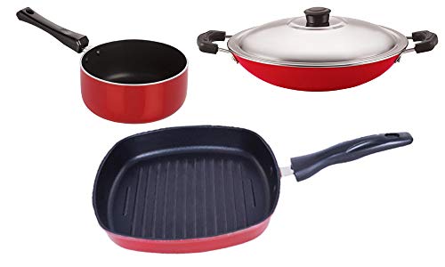 Image of Nirlon Non Stick cookware Kitchen Accessories for Cooking Combo Set of 3 Pieces (SP(M) AC GP24)