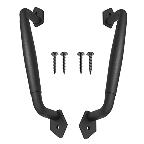 Image of 2-Pack 10 Inch Diamond Tapered Barn Door Handle - Black Cast Iron Pull for Sliding Doors, Gates, Sheds, Fences, Closets - Indoor Outdoor Farmhouse Hardware