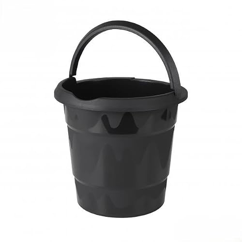 Bucket with Handle 10 Litre Black Polypropylene Utility Bucket Cleaning Bucket Mopping Pail Household Garden