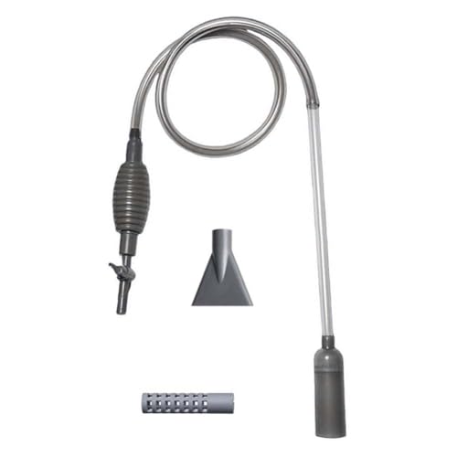 Gdfnmogo Limpiador automático de sifón para cambiador de agua de peceras, tubo de sifón de plástico gris de 1,7 m con función de limpieza de arena, compatible con acuarios