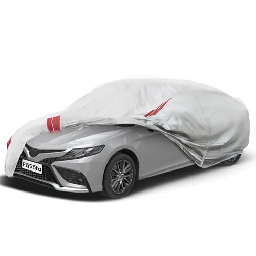 Image of Favoto Sedan Car Cover Waterproof - Custom Fit for Toyota Camry (1996-2014) All Weather for Automobiles Outdoor with Reflective Stripe Snow Sun Dust UV Protection Full Exterior Cover