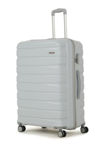 Image of Teakwood MA Trolley Bag, Hard with Zipper Closure, Adjustable Push Button & Cross Side Strap, Number Lock System 360 Degree (Silver, Set of 3)