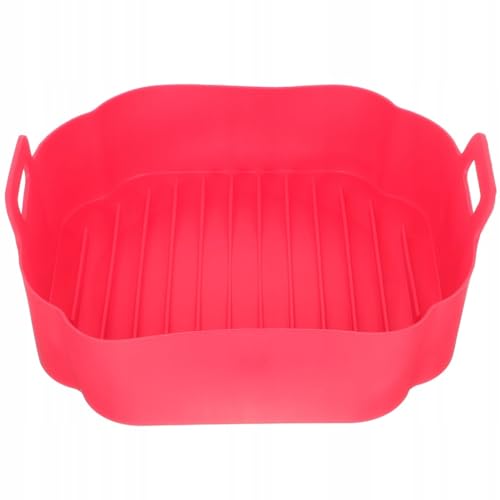 Molde de Silicona Roja para Freidora de Aire/Reutilizable, Antiadherente, Resistente al Calor, Accesorio de Cocina/Bandeja de Silicona Food-Grade para Air fryer, Horno o Microondas