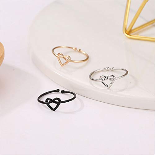 Image of Heart Infinity Knot Open Rings Simple 8 Letter Love Heart Finger Rings Adjustable for Couple