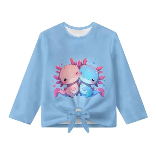 Kids Long Sleeve Shirts for Girls 5-12T Funny Graphic Tee Tie Knot Front Crewneck Pullover Tops Fall Outfits4