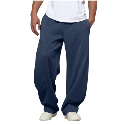 Men's Wide Leg Loose Sweatpants Elastic Waist Drawstring Open Bottom Casual Loose Joggers Sweatpants with Pockets