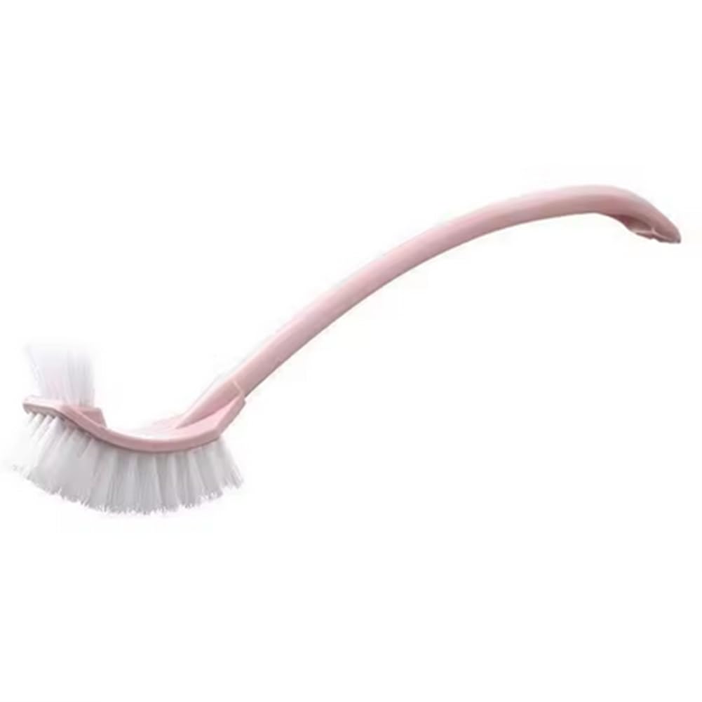 Aboiled Double Head Clean Toilet Brush Bathroom Cleaning Soft Hair Plastic Curved Brush Pink