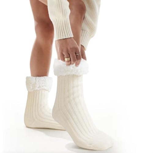 Image of Slipper Socks For Women Winter Warm Fuzzy Socks Fluffy Christmas Socks Sherpa Lining Socks with Grippers