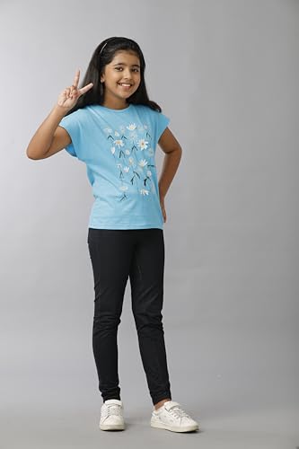 Image of Girls Cotton Tops Collection - Round Neck, Crop Top, Full & Half Sleeve, Drop Shoulder, Ruffle Sleeve, Graphic Printed, Embroidered & Slub Knit Styles, Soft Breathable Fabric for Kids Casual Wear