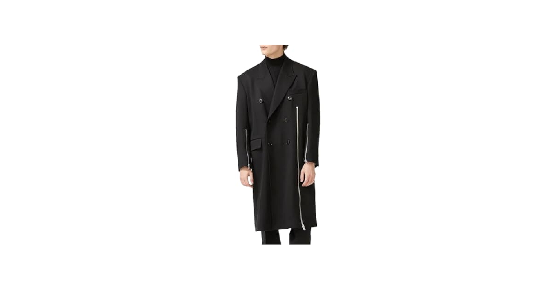 Nlievara Men's Trench Coat Medium Long Style Zipper Spliced