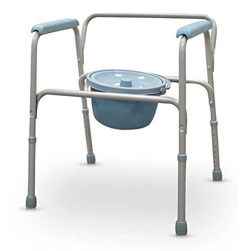 Silla para baño QUIRUMED, estructura de aluminio y asiento de PVC, altura ajustable, con inodoro removible, para personas mayores y discapacitadas miniatura 1