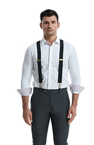Image of MENDENG Suspenders for Men Heavy Duty Swivel Hooks Retro X-Back Adjustable Brace