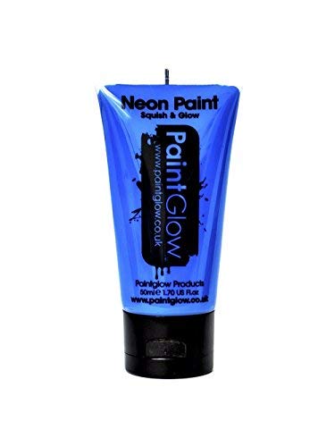 PaintGlow Wax Based UV Bright Neon Face and Body Paint 50 ml, Blue
