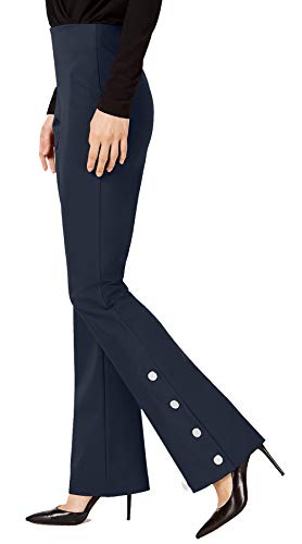 INC International Concepts Petite Snap Bottom Boot Leg Pants (Deep Black, 2P)