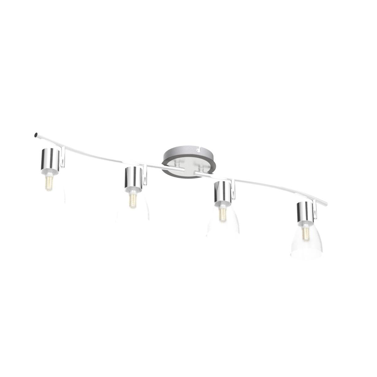 Plafón LED de 4 Focos Orientables, Luminaria de Techo Giratoria Sin Ampollas LED E14, Focos de Techo Modernos para Cocina, Sala de Estar, Dormitorio, Pasillo, Ampolla no incluida.