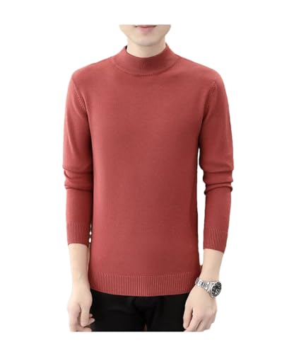 Dcvmvmn Men's Autumn and Winter Sweater Wool Sweater Men's Pullover Half High Collar Soft and Warm Knitted Sweater Red