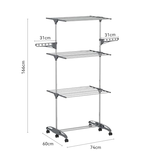 Séchoir à linge d'intérieur pliable 4 niveaux gris Hyfive - 6