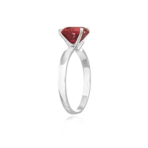 Sterling Silver Created Ruby 8mm Round Solitaire Bridal Engagement Ring2