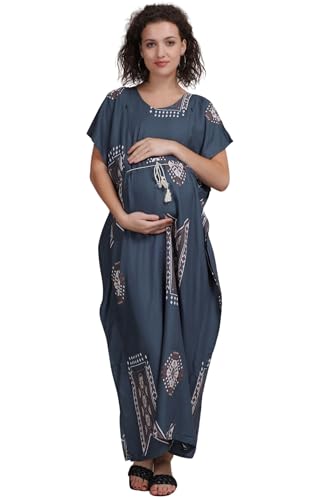 Image of Fabme Women's Printed Kaftan Nursing and Maternity Nighty