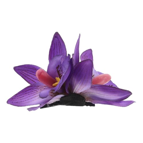 PACKOVE Pince à Cheveux Violette à Fleurs 3.54X2.36 Pouces Accessoire Solide pour Plage Hawaïenne et Cérémonie Mariage Femmes